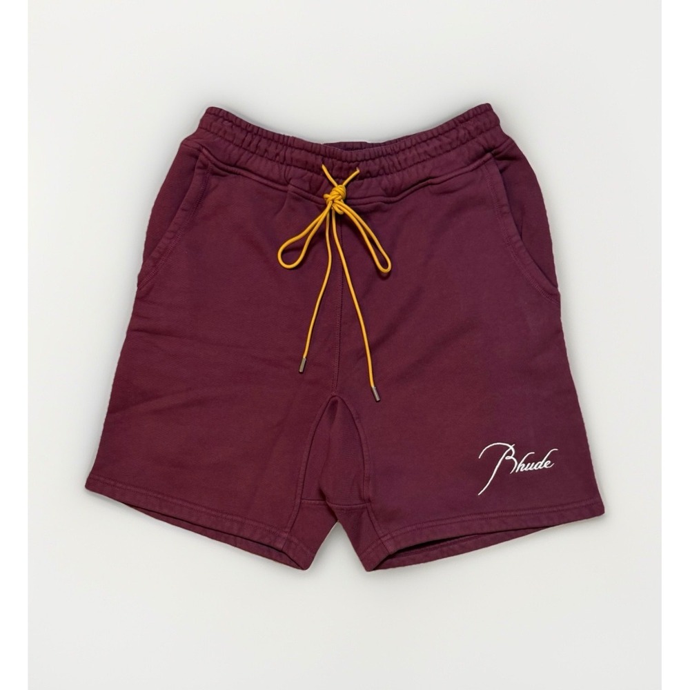 Rhude Terry Embroidered Script Logo Sweat Shorts Size S Brand New